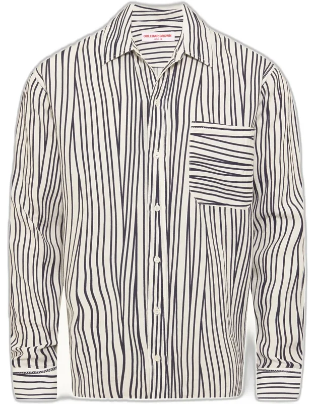 Crossover Stripe Linen Shirt