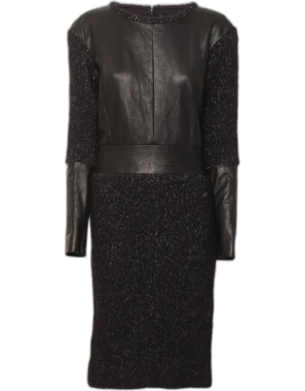 Tweed And Leather Mini Dress