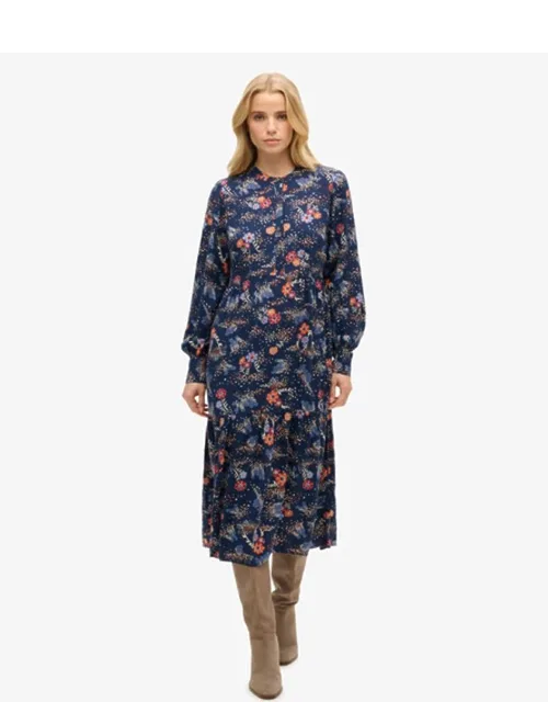 Long Sleeve Tiered Midi Dress