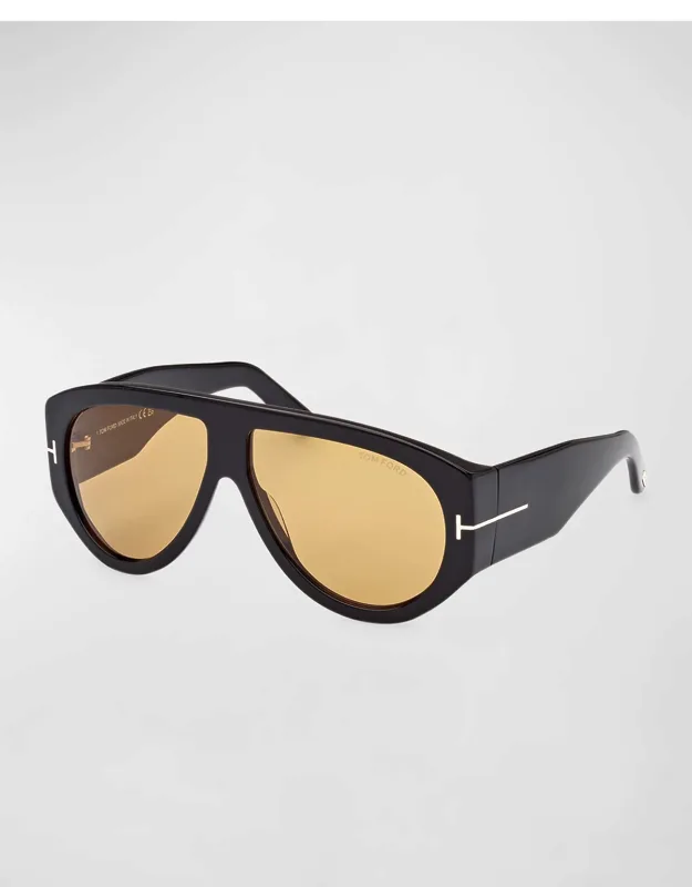 Bronson T-monogram Round Acetate Sunglasses