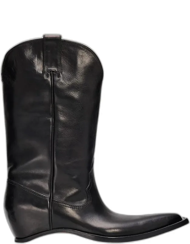 Heel-less Leather Cowboy Boots