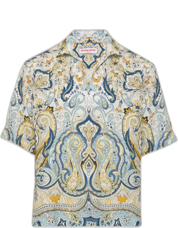 Multi Blue Printed Linen Overhead Shirt
