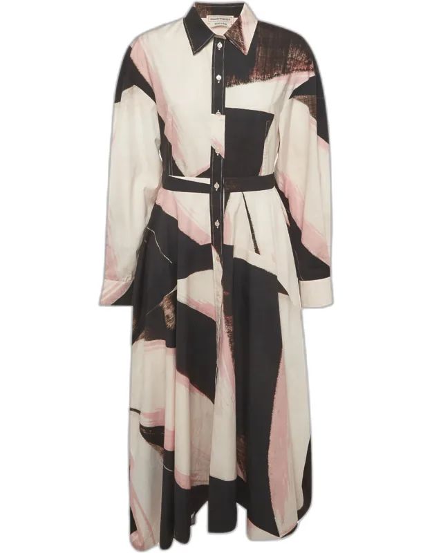 Multicolour Abstract Print Cotton Shirt Dress