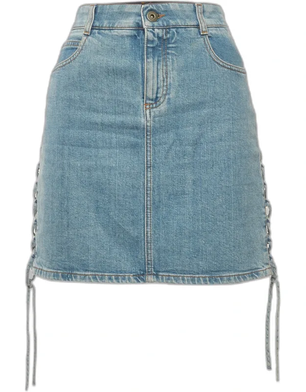 Denim Lace Up Mini Skirt