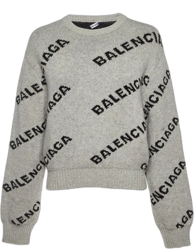 Wool Blend Allover Logo Crewneck Sweater