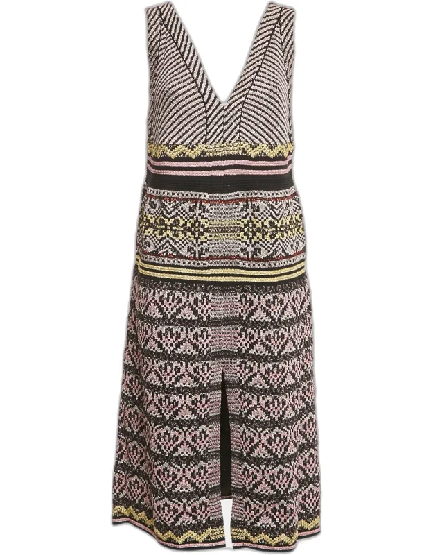 _missoni Patterned Lurex Knit V-neck Midi Dress With Shine And Playful Design_