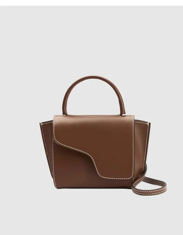 Montalcino Canella/contrast Stitch Leather Mini Handbag