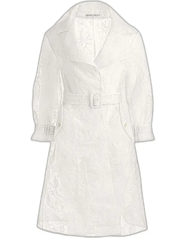 Embroidered Sheer Trench Coat