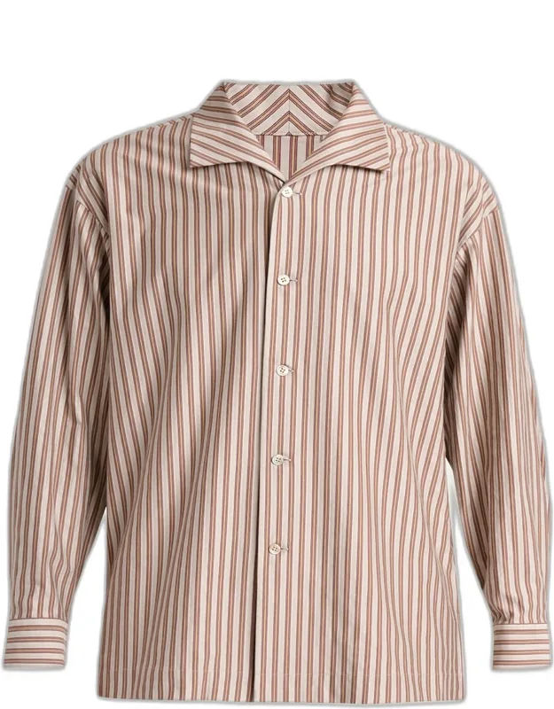 Multi-stripe Polyester Button-down Shirt