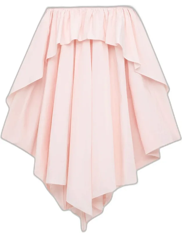 Layered Ruffle Cotton Midi Skirt