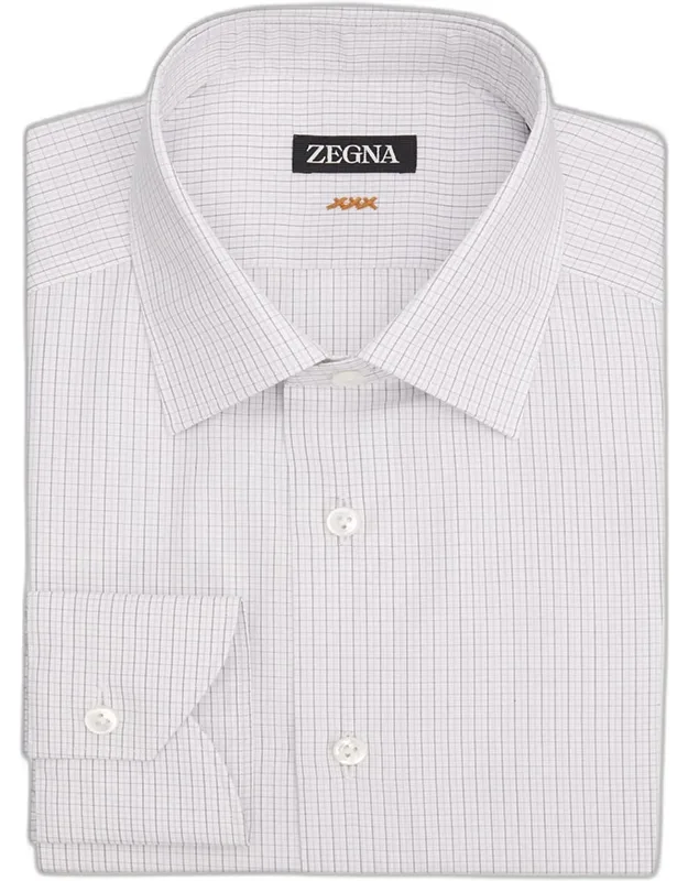 Micro-plaid Cotton Dress Shirt