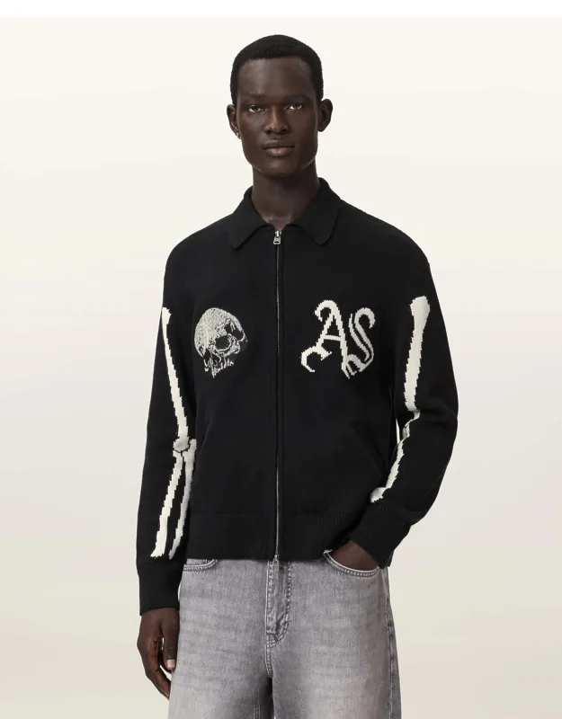 Adrian Zip Up Embroidered Knitted Cardigan