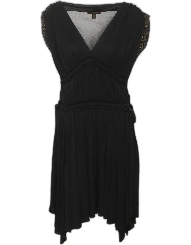 Pleated Jersey Belted Mini Dress