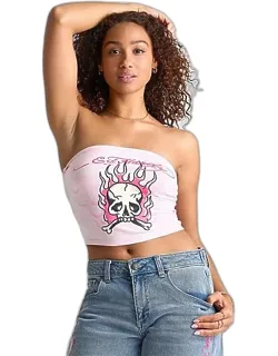 Flaming Skull Tube Top