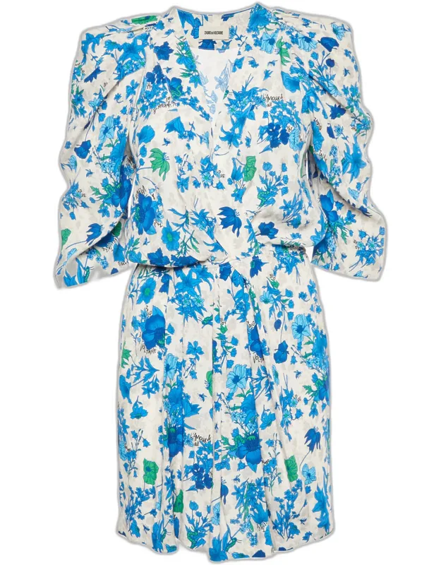 Multicolor Printed Ruz Crepe Garden Flowers Dress