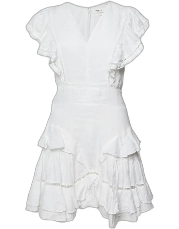 Linen Ruffled Mini Dress
