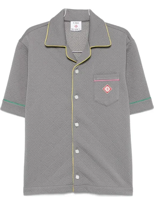 Monogram-jacquard Contrast-trim Shirt