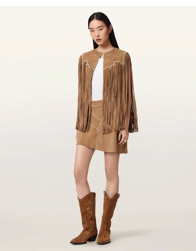 Carter Whipstitch Suede Tassel Gilet