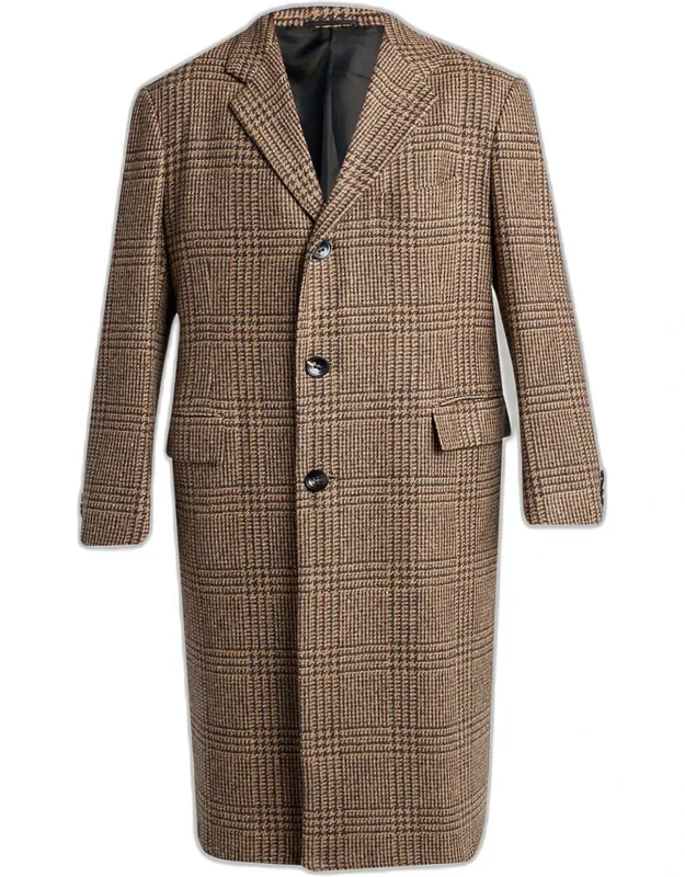 Glen Plaid Cashmere And Virgin Wool Overcoat