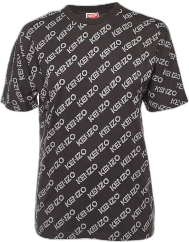 All Over Logo Print Cotton Crew Neck T-shirt