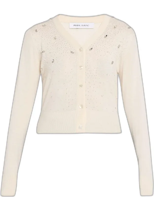Embroidered Silk-cashmere V-neck Cardigan