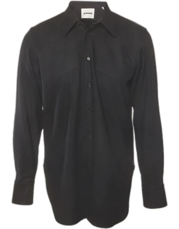 Felt Button Front Long Sleeve Shirt