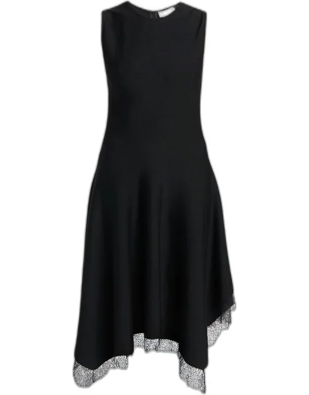 Asymmetric Handkerchief Midi Dress