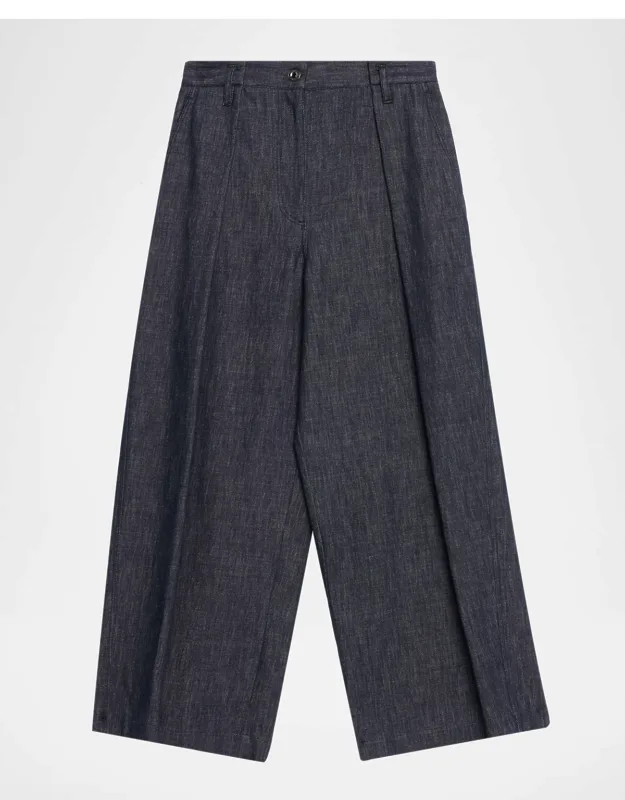 Pleated Straight-leg Ankle Jeans
