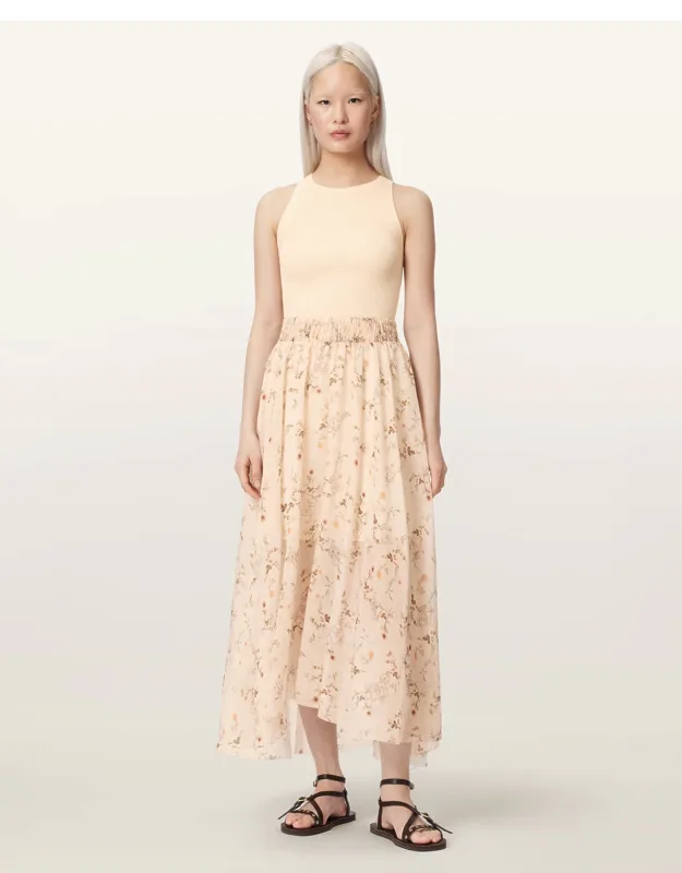 Zenia Sleeveless Knit Woven Midi Dress
