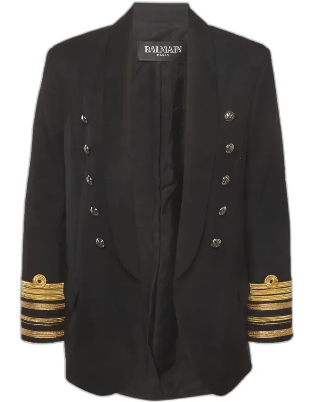 Wool Button Embellished Blazer