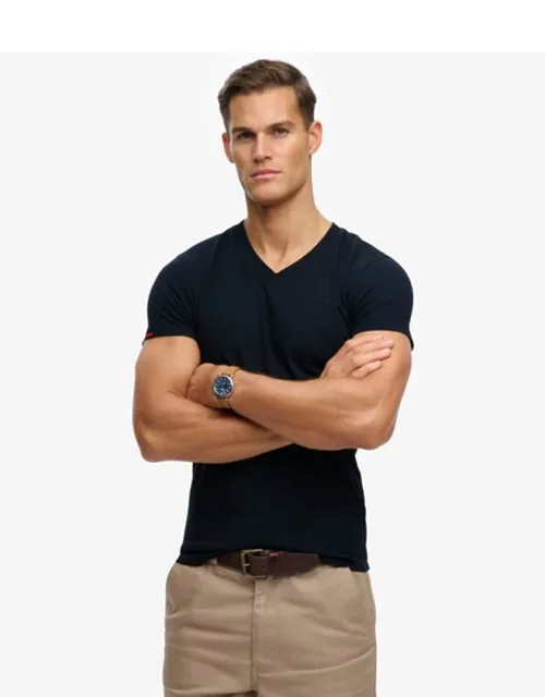Organic Cotton Embroidered Logo V Neck T-shirt