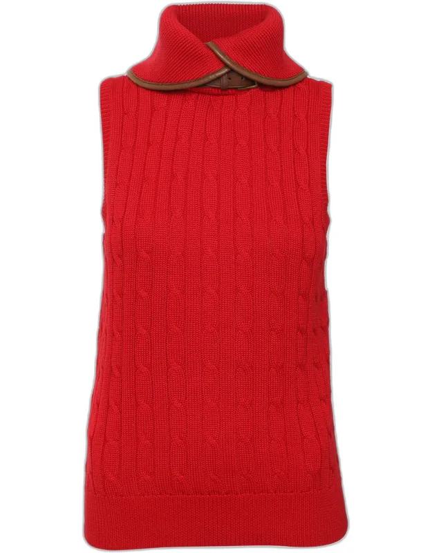 Rib Knit Sleeveless Buckle Top