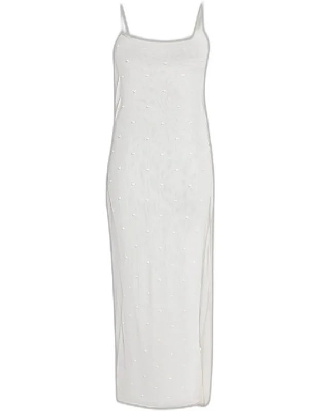 Embroidered Cowl-back Maxi Dress
