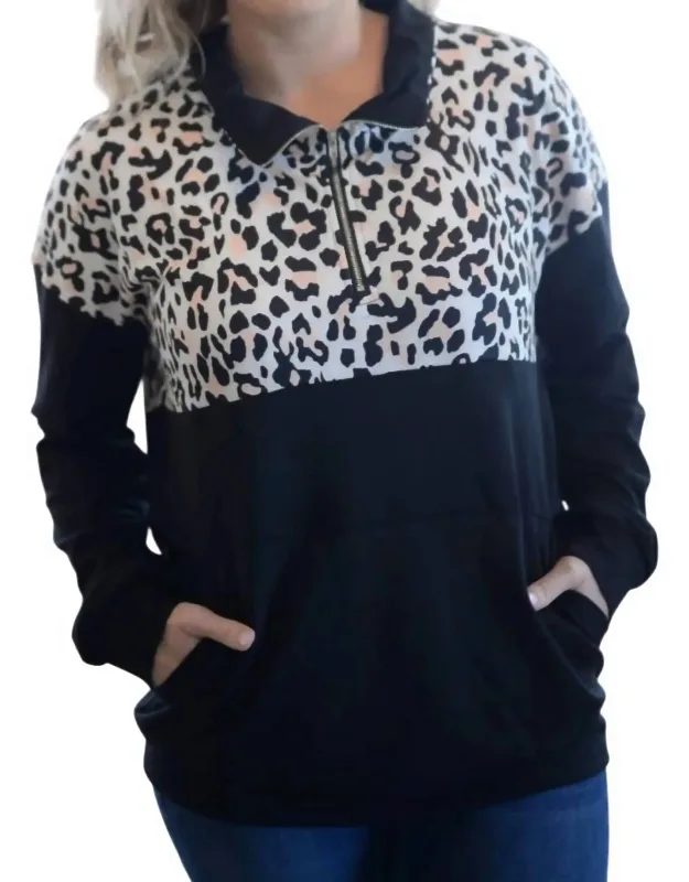 Leopard Zip Up Pullover