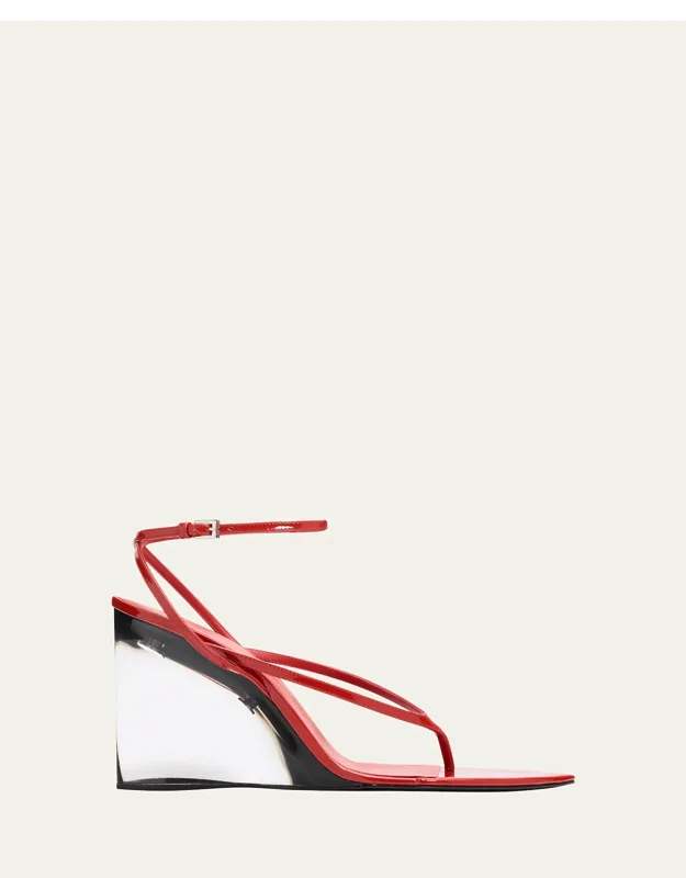 Patent Leather Wedge Sandals