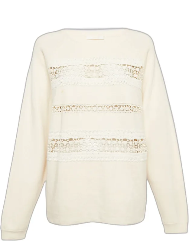Cashmere Knit Lace Trim Sweater