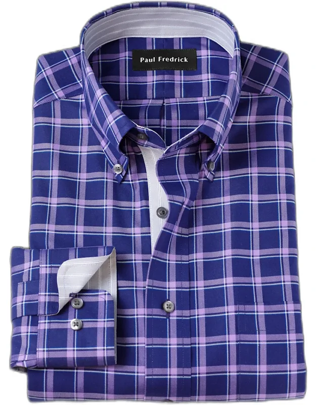 Traveler Cotton Blend Check Dress Shirt
