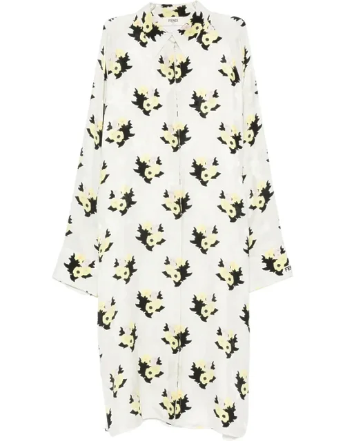 Floral-print Buttoned Midi Dress