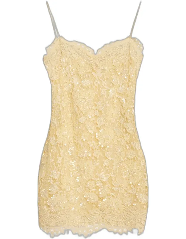 Sequined Floral Lace Mini Dress