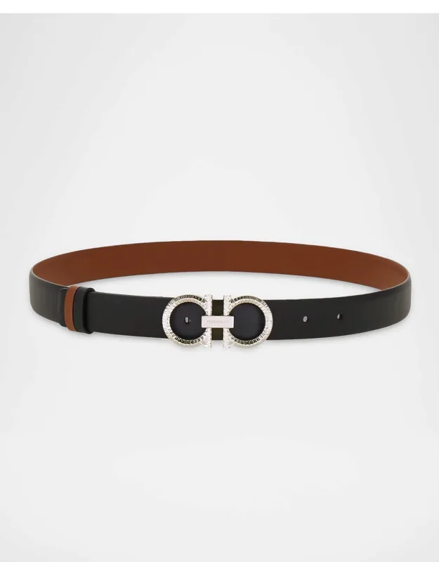 Reversible Leather Double Gancini Belt