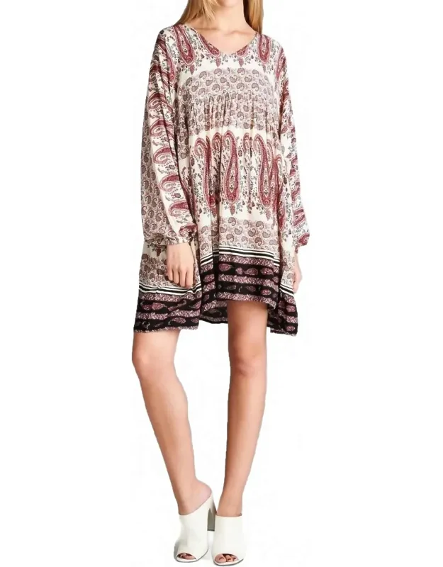Paisley V-neck Mini Dress