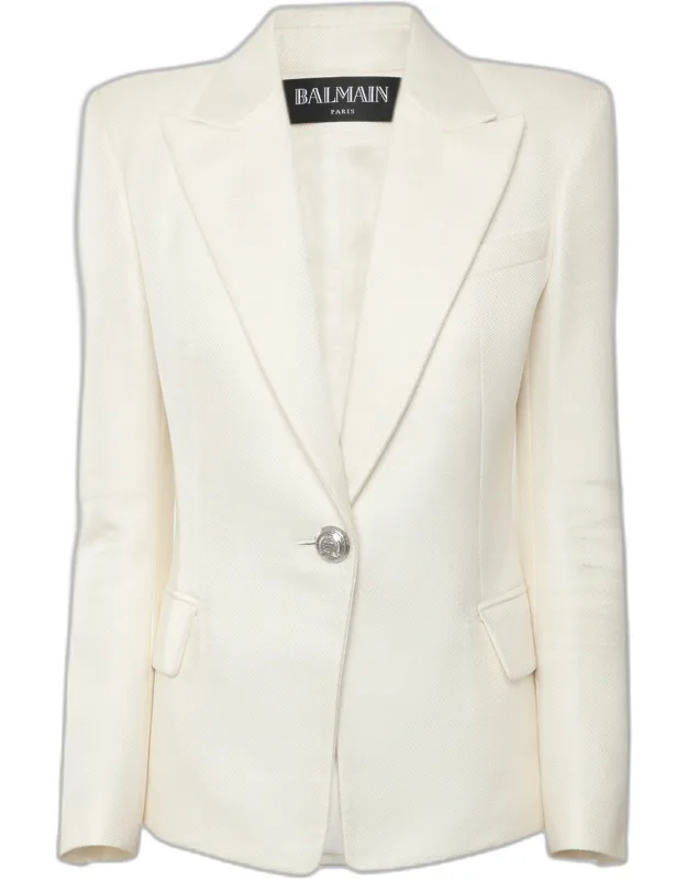 Cotton And Silk Woven Blazer