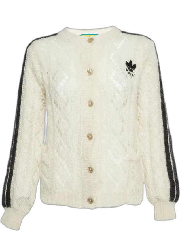 Pointelle And Cable Knit Cardigan