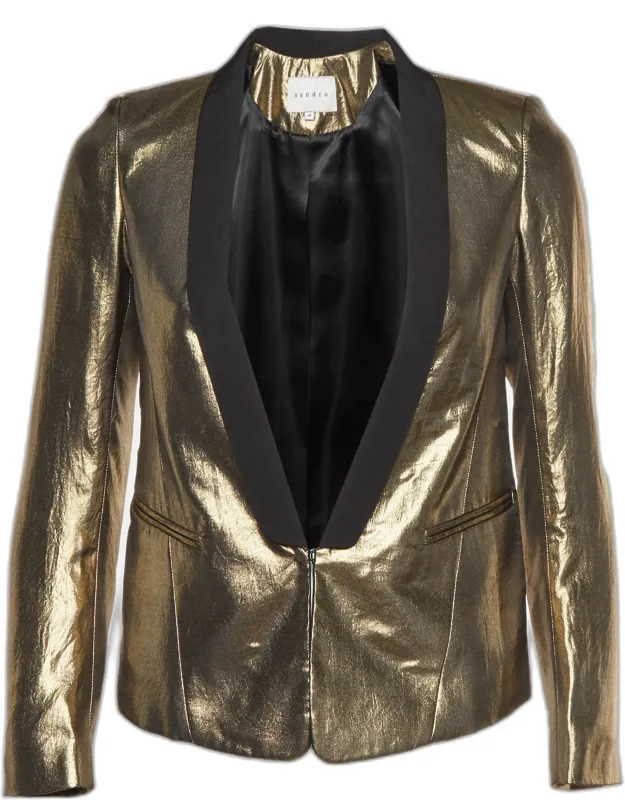 Gold Lamé Asymmetric Tuxedo Blazer