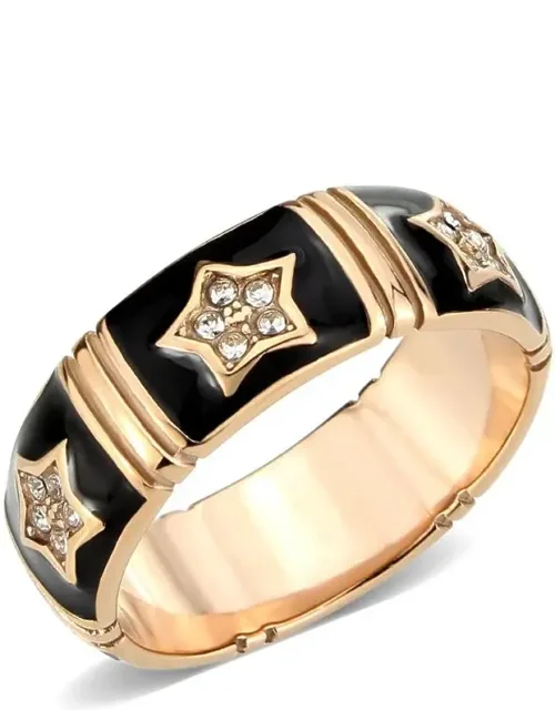 Ip Rose Gold Stainless Steel Ring With Top Grade Crystal