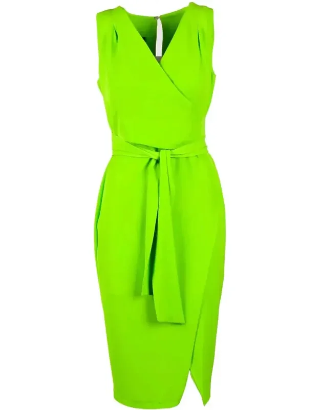 Asymmetrical Midi Dress With Wrap-style Front