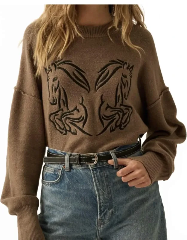 Embroidered Horses Sweater