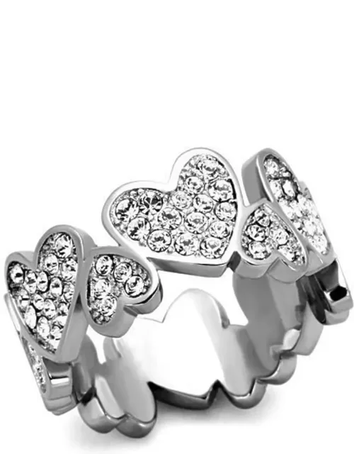 High Polished Stainless Steel Ring With Top Grade Crystal And Weight (approx) - 5.40 (g)