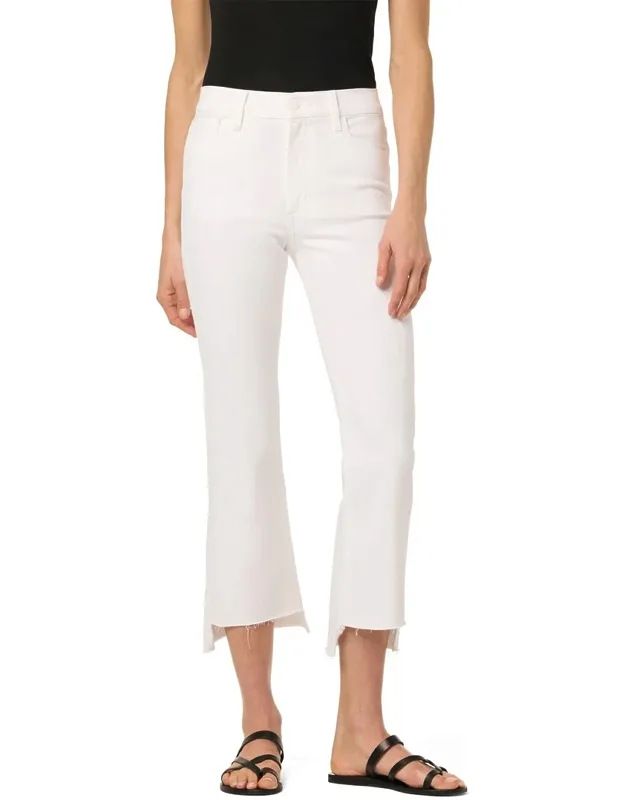 High Rise Crop Bootcut & Step Hem White Jeans