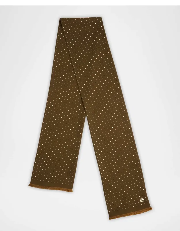 Mulberry Silk Polka Dot Fringe Scarf